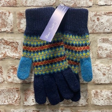 Ceres - Ladies Navy and Fairisle gloves 