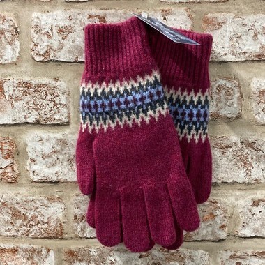 Fairisle ladies lambswool gloves, Made in Scotland 