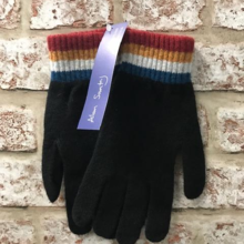Leven - Plain glove with striped cuff, Made in Scotland 
