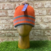 Elie - Turnback rib hat with pom pom, Made in Scotland